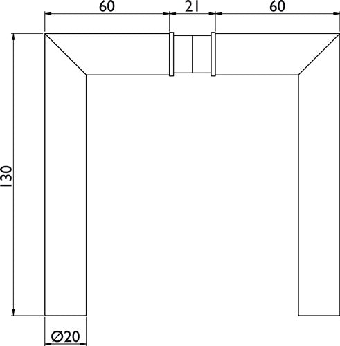 Glastürdrückerpaar 1802 BASIC 02 Edelstahl Gehrungsform Vierkant 8 mm HERMAT – Ansicht 3