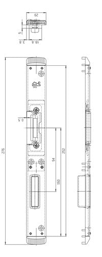 Schließteil Falle/Riegel U-Stulp 29x65 mm links silberfarbig FUHR – Ansicht 3