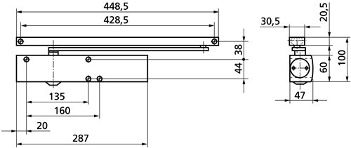 Gleitschiene für TS 3000 V / TS 5000 weiß 9016 mechanisch GEZE – Ansicht 4
