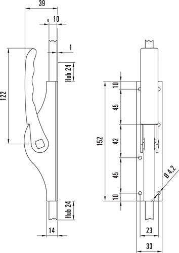 Tortreibriegel PLANO 10 mm Schlaufenanzahl 2 Stahl hell verzinkt DENI – Ansicht 3
