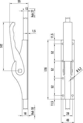 Tortreibriegel PLANO 13 mm Schlaufenanzahl 3 Stahl hell verzinkt DENI – Ansicht 3