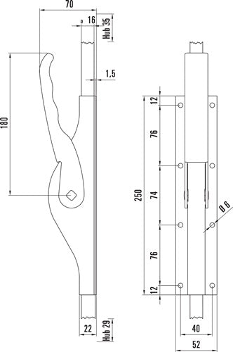 Tortreibriegel PLANO 16 mm Schlaufenanzahl 4 Stahl hell verzinkt DENI – Ansicht 3