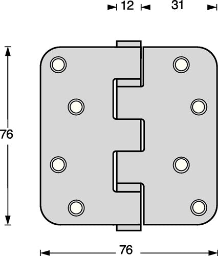 Kugellagertürscharnier Edelstahl abgerundet 76x76 mm DIN links / rechts matt ausziehbarer Stift INTERSTEEL – Ansicht 3