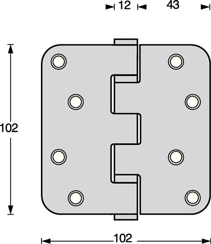 Kugellagertürscharnier Edelstahl abgerundet 102x102 mm DIN links / rechts matt ausziehbarer Stift INTERSTEEL – Ansicht 3