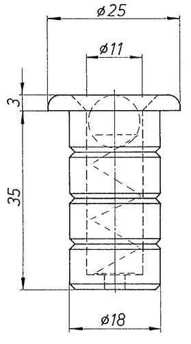 Steinbuchse Rundstange 10 mm Leichtmetall DENI – Ansicht 3