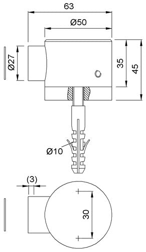 Türfeststeller 101502 Aluminium silberfarbig lackiert Bodenmontage KWS – Ansicht 3