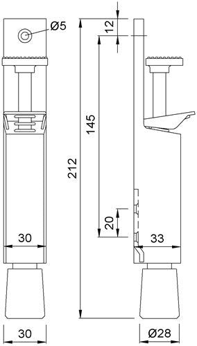 Türfeststeller 108102 Aluminium silberfarbig lackiert Hubhöhe 30 mm Türmontage KWS – Ansicht 3
