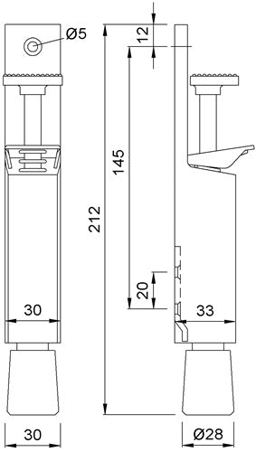 Türfeststeller 108131 Aluminium silberfarbig eloxiert Hubhöhe 30 mm Türmontage KWS – Ansicht 3