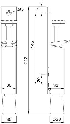 Türfeststeller 108202 Aluiminium silberfarbig lackiert Hubhöhe 50 mm Türmontage KWS – Ansicht 3