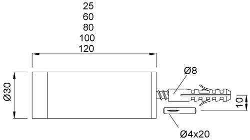 Wandtürpuffür 2070 Aluminium silberfarbig eloxiert Länge 60 mm KWS – Ansicht 3