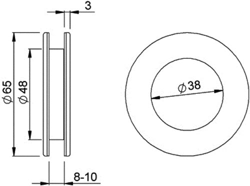 Muschelgriffpaar 5254 Aluminium silberfarbig eloxiert Einlass-Ø 50 mm KWS – Ansicht 3
