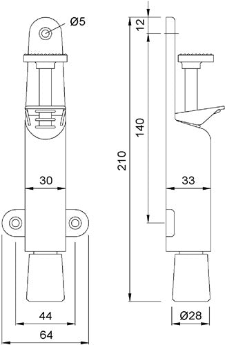 Türfeststeller 102802 Stahl silberfarbig lackiert Hubhöhe 50 mm Türmontage KWS – Ansicht 3