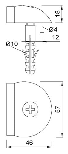 Bodentürpuffür 200182 Ø 57 mm Höhe 18 mm Edelstahl matt Dübelmontage KWS – Ansicht 3
