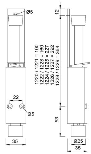 Türfeststeller 122402 Aluminium silberfarbig lackiert Hubhöhe 90 mm Türmontage KWS – Ansicht 4