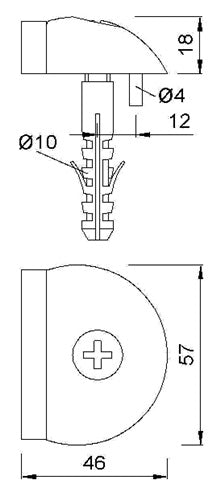 Türpuffür 200131 Höhe 18 mm Aluminium silberfarbig eloxiert Dübelmontage KWS – Ansicht 3