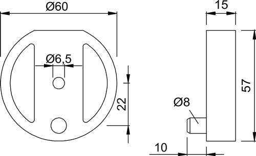 Unterlage 2559 Aluminium schwarz Ø 60 mm Höhe 15 mm f Art 3000 258 205 KWS – Ansicht 3