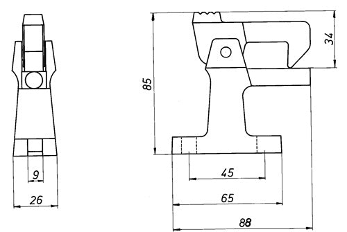 Torfeststeller 3805/3807 Leichtmetallguss F1 naturfarbig eloxiert mit Puffür DENI – Ansicht 3