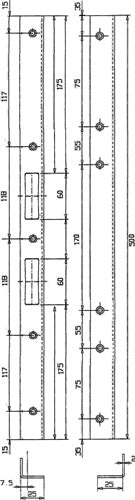 Sicherheitswinkelschließblech Länge 500 mm Breite 25 mm Stärke 2 mm Edelstahl matt gebürstet 005/3127 SCHNEGEL – Ansicht 3