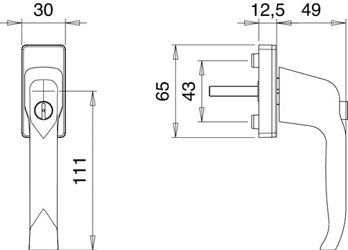 Fenstergriff 1003/2035 Aluminium 35 mm F1 / naturfarbig abschließbar EDI – Ansicht 3