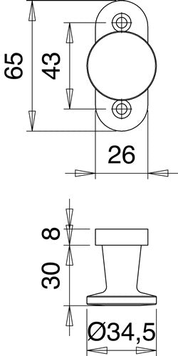 Hebetürknopf Aluminium F2 / neusilberfarbig 35 mm EDI – Ansicht 3
