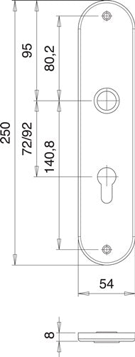 Renovierschild 206 H Edelstahl F00 PZ Entfernung 92 mm EDI - VPE: 2 – Ansicht 3