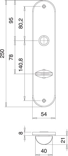 Renovierschild 206 WC Edelstahl F00 WC Entfernung 78 mm EDI - VPE: 2 – Ansicht 4