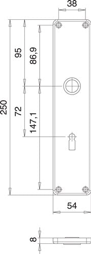Renovierschildpaar 220 Z Edelstahl F00 BB Entfernung 72 mm EDI - VPE: 2 – Ansicht 3