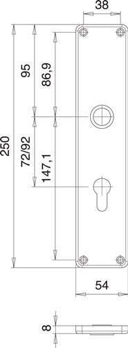 Renovierschildpaar 220 H Edelstahl F00 PZ Entfernung 92 mm EDI - VPE: 2 – Ansicht 3
