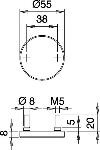 Schlüsselrosetten-Paar 58 Edelstahl F00 Schildstärke 8 mm Blind rund EDI – Ansicht 4