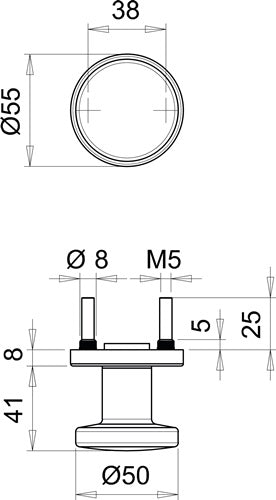Türknopf K7/050/02 Edelstahl F00 gerader Knopf EDI – Ansicht 3