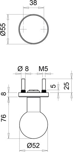 Türknopf K5/050/02 Edelstahl F00 Kugelknopf EDI – Ansicht 3