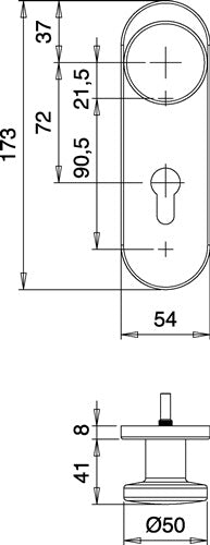 Feuerschutzgarnitur Targa/K FS K7/103 Edelstahl F00 D/K für Türstärke 40-65 mm PZ abgerundet DIN links / rechts – Ansicht 4