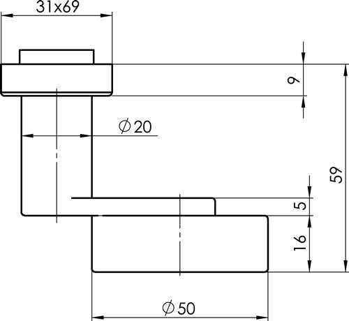 Profiltürknopf OGRO 3020A/6620 ER rechts zgd Material Edelstahl ER fest OGRO – Ansicht 3