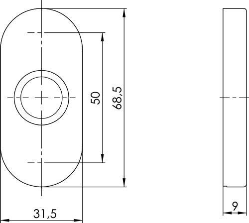Drückerrosette 6621 235 ER Edelstahl ER Schildstärke 9 mm rund oval OGRO – Ansicht 3