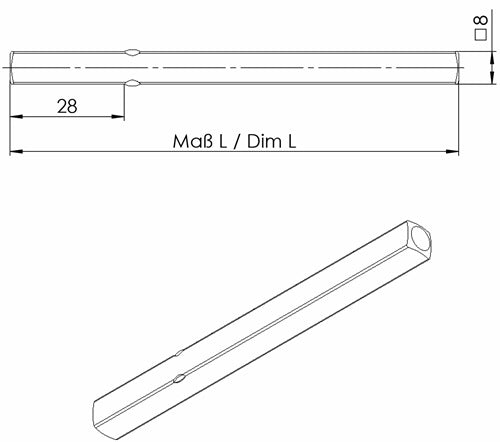 Drückerstift OGRO 114 PB Vierkant 8 x 123 mm Stahl OGRO – Ansicht 3