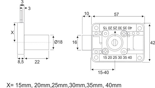 Aufschraubschloss Dornmaß 15-40 mm links / rechts / lad verschiedenschließend BMB – Ansicht 3