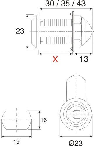 Hebelverschluss System 600 verschiedenschließend bis 22 mm inkl Innenzylinder BMB – Ansicht 3