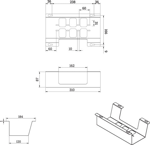 Kabelwanne BOXIT V Metall schwarz Länge 310 mm Breite 120 mm BMB – Ansicht 3
