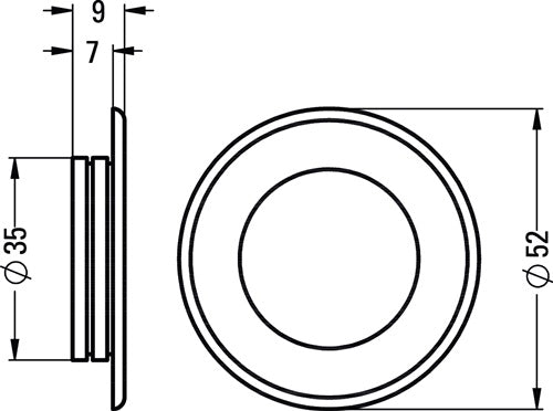 Muschelgriff Aluminium silberfarbig eloxiert rund Einlass-Ø 35 mm HERMETA – Ansicht 3