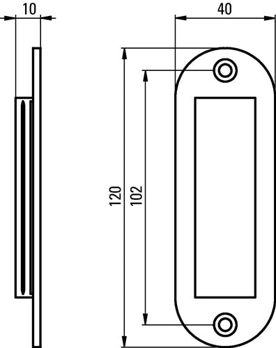 Schiebetürmuschel Aluminium schwarz pulverbeschichtet oval 2 x Ø 5 mm Länge 120 mm Breite 40 mm HERMETA – Ansicht 3