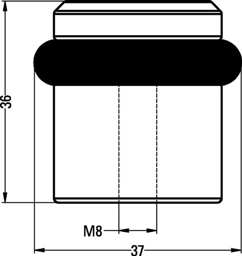 Bodentürpuffür 4735 Ø 39 mm Höhe 36 mm Aluminium silberfarbig matt eloxiert Dübelmontage HERMETA – Ansicht 3