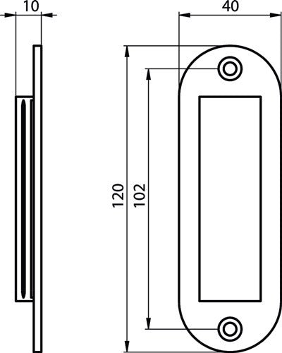 Schiebetürmuschel Aluminium schwarz pulverbeschichtet oval 2 x Ø 5 mm Länge 120 mm Breite 40 mm HERMETA – Ansicht 4