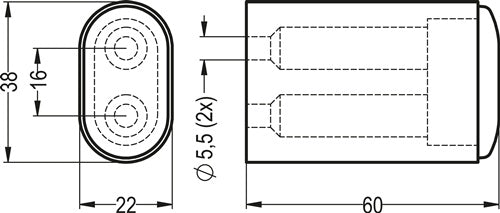 Wandtürpuffür 4700 / 4702 / 4704 Aluminium schwarz eloxiert Länge 60 mm HERMETA – Ansicht 3