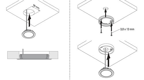 Einbauleuchte Chip Emotion 12 V 4 W Einlass-Ø 58 mm Rahmenfarbe Edelstahloptik L&S – Ansicht 3