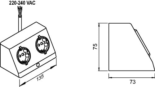 Doppel-Anbausteckdose 230 V Silberfarben L&S – Ansicht 3