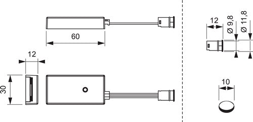 Mini IR-Sensorschalter switch 24 V 24 V Länge 60 mm 72 W weiß L&S – Ansicht 4