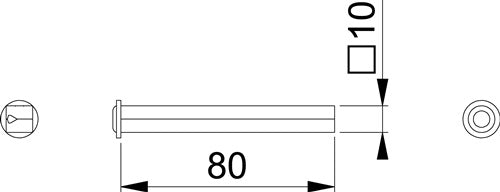 Vierkantstift I-Profilstift Vierkant 10 x 80 mm Eisen verzinkt geteilt HOPPE – Ansicht 3
