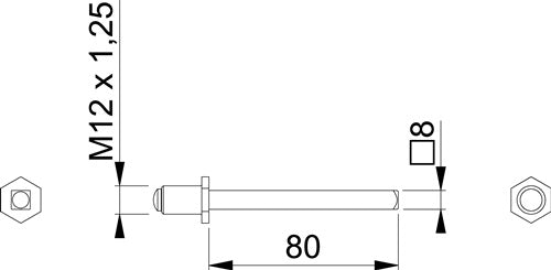 Vierkantstift FDW-Vollstift/Schnellstift Vierkant 8 x 80 mm Eisen M12 x 125 HOPPE – Ansicht 3
