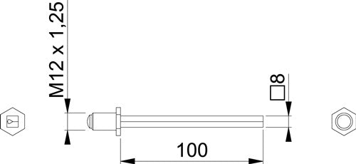 Vierkantstift FDW-Profilstift Vierkant 8 x 100 mm Eisen verzinkt geteilt M12 x 125 HOPPE – Ansicht 3