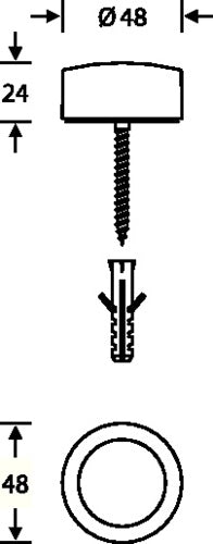 Bodentürpuffür 38 3878 Ø 48 mm Höhe 24 mm Edelstahl matt Dübelmontage FSB – Ansicht 3